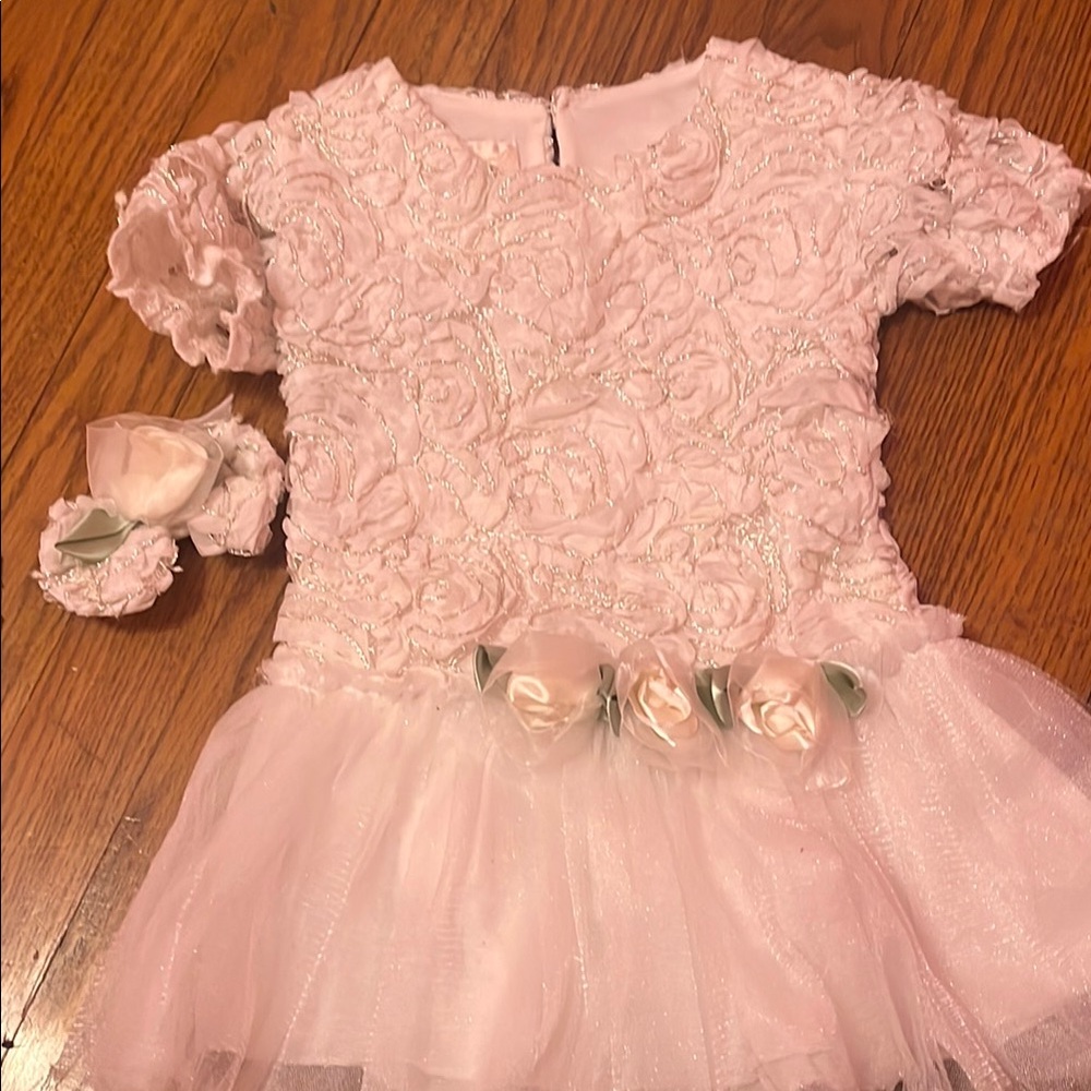 Pink Floral Dress with Tulle Skirt